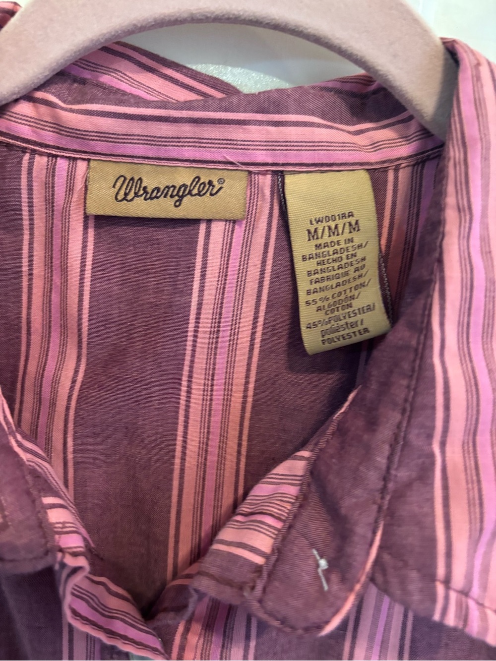 Wrangler Coastal Cowgirl Striped Button-Front Shirt in Plum and Pink - Picture 4 of 4